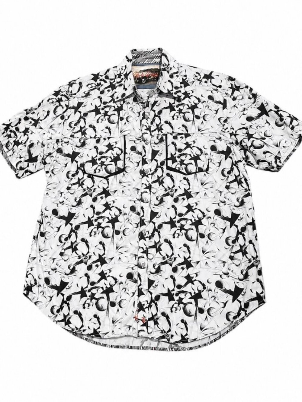 ROBERT GRAHAM Casual Button Down Shirt Size XL Black **White Abstract Contrast